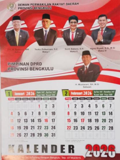 Pengadaan Kalender DPRD Provinsi Bengkulu Dinilai Wajar dan Sesuai Aturan