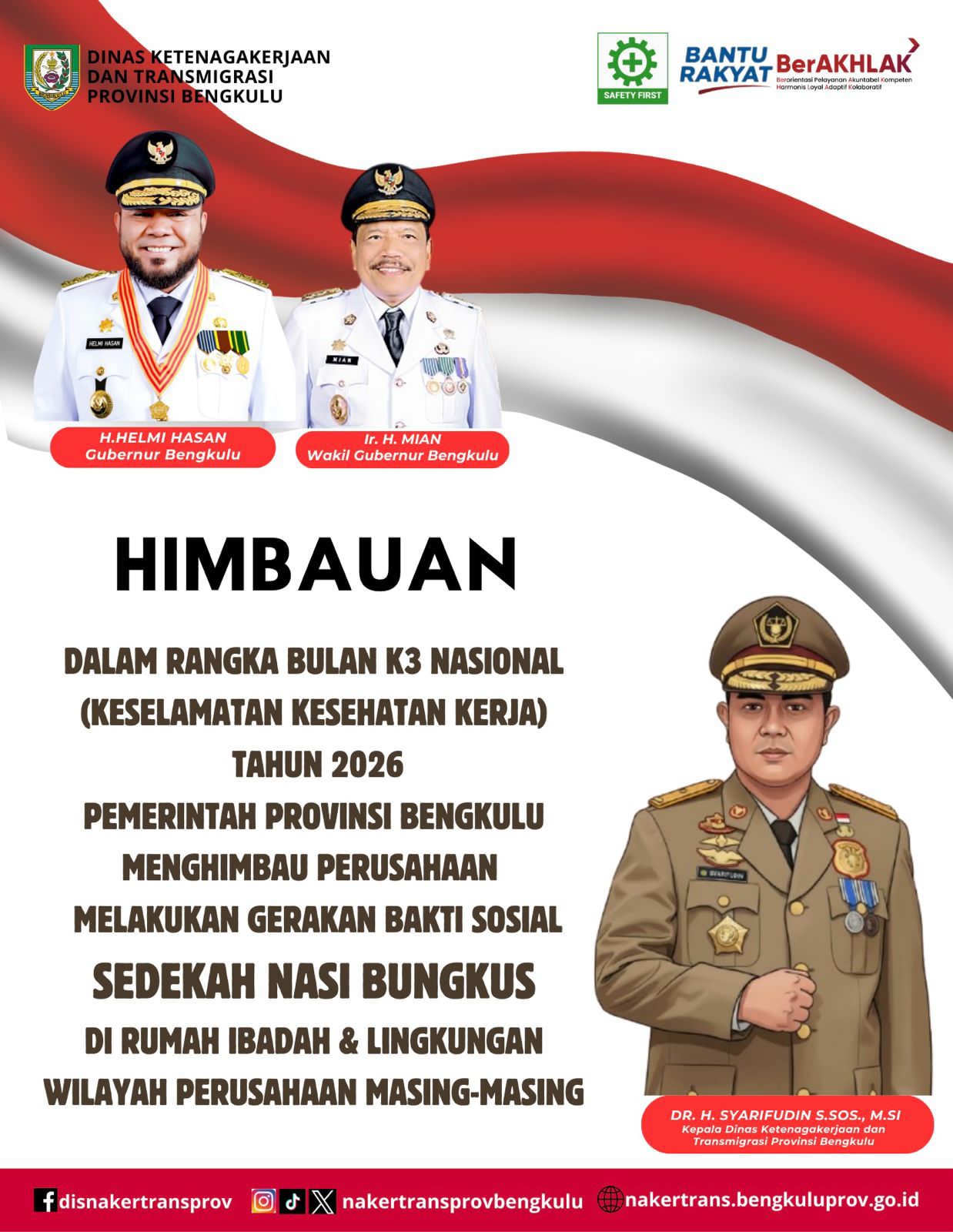Pemerintah Provinsi Bengkulu Imbau Perusahaan Gelar Bakti Sosial pada Bulan K3 Nasional 2026