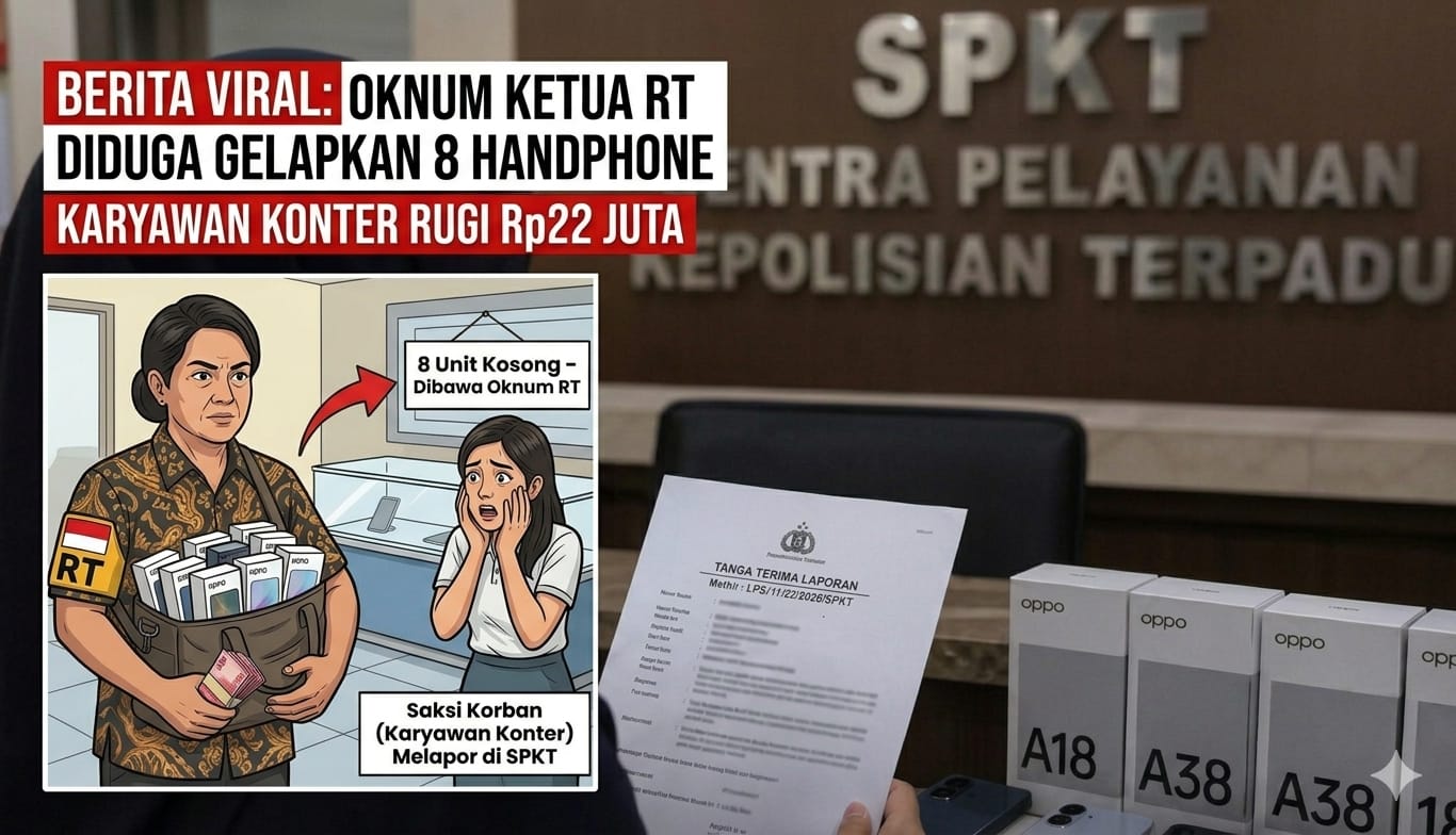 Oknum Ketua RT DIDUGA Gelapkan 8 Handphone, Karyawan Konter Rugi Rp22 Juta