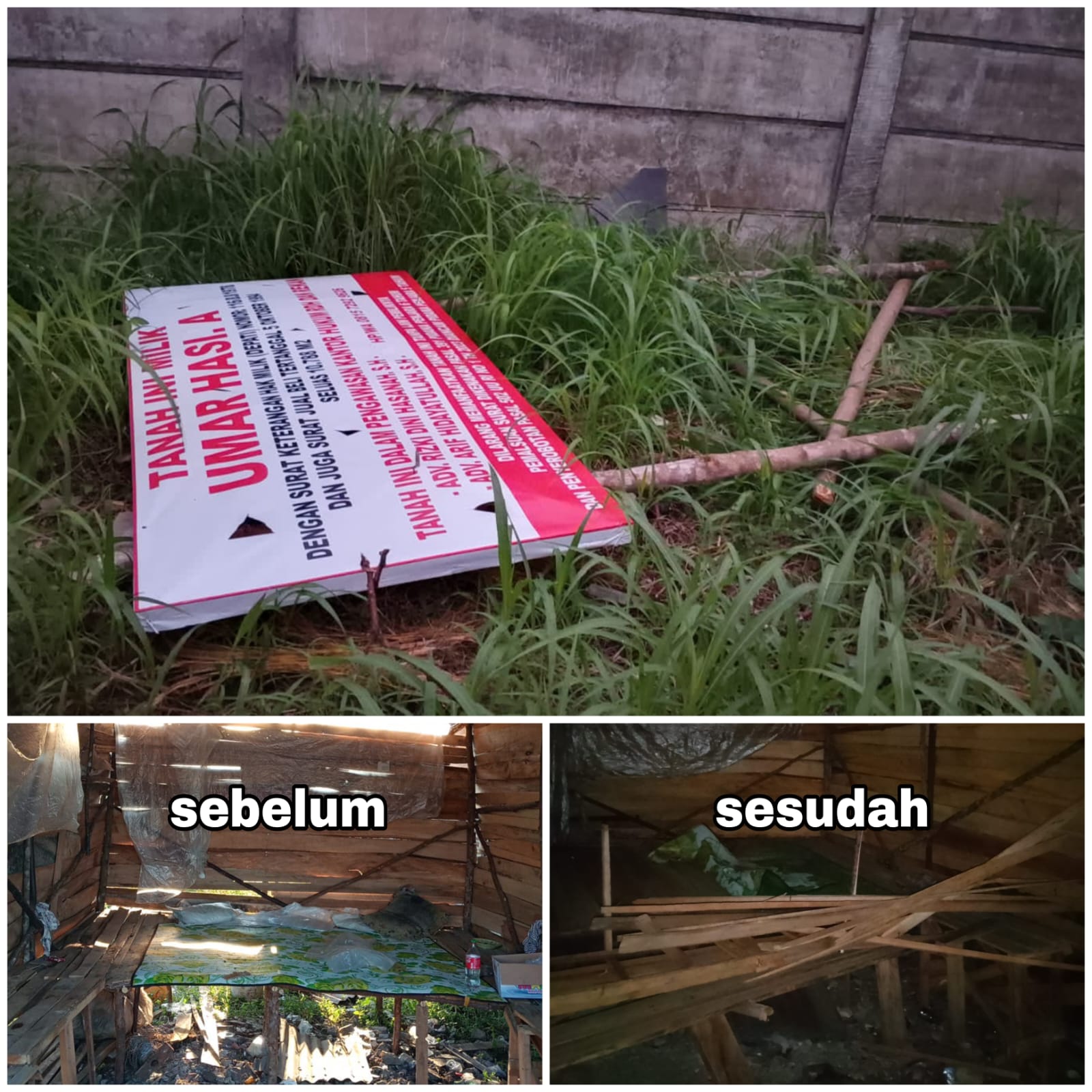 Pondok dan Papan Plang di Lahan Umar Hasi Diduga Dirusak, Keluarga Siapkan Laporan Polisi